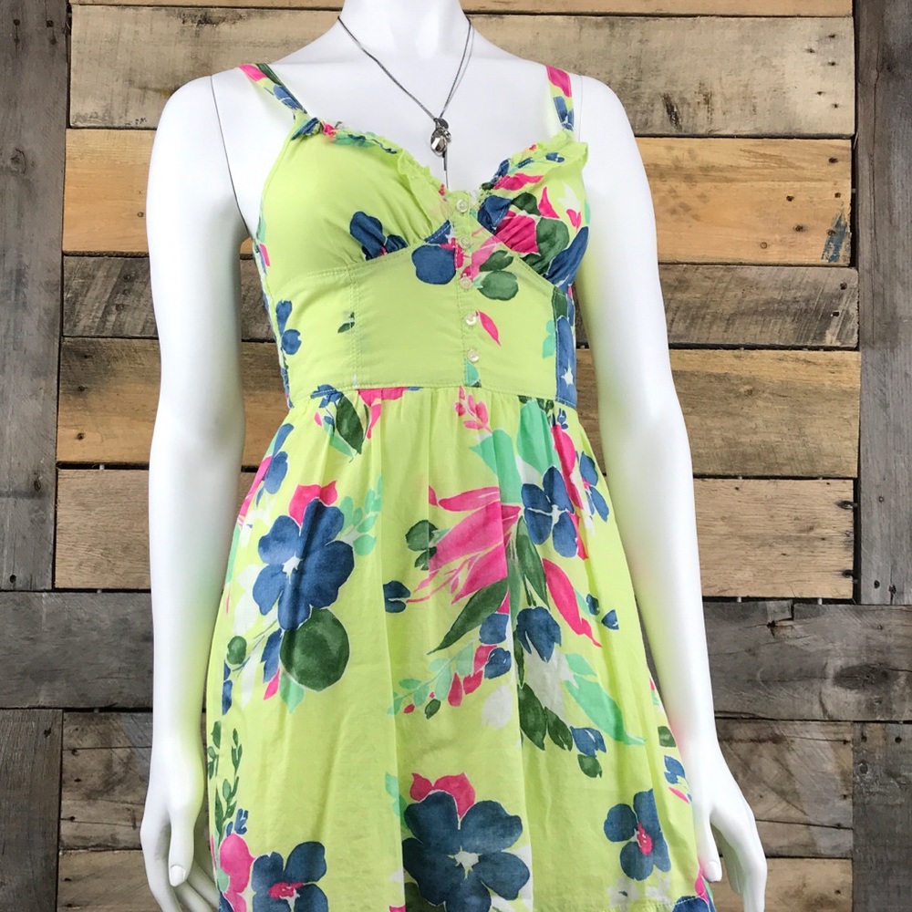 HOLLISTER MINI DRESS chartreuse floral